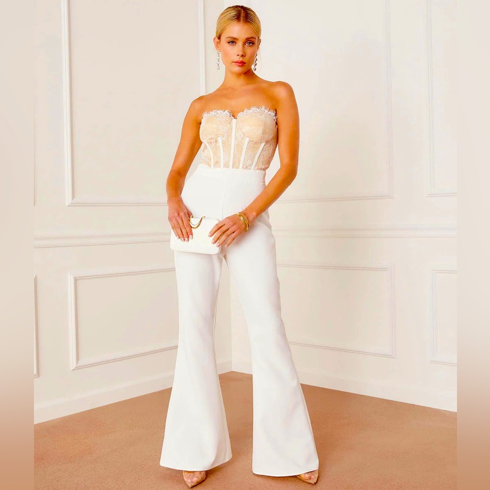 Lace corset top strapless jumpsuit
